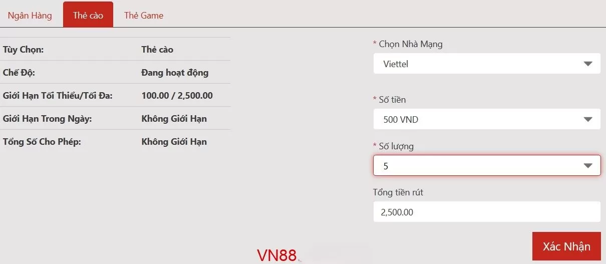 rút tiền vn88 bằng thẻ điện thoại