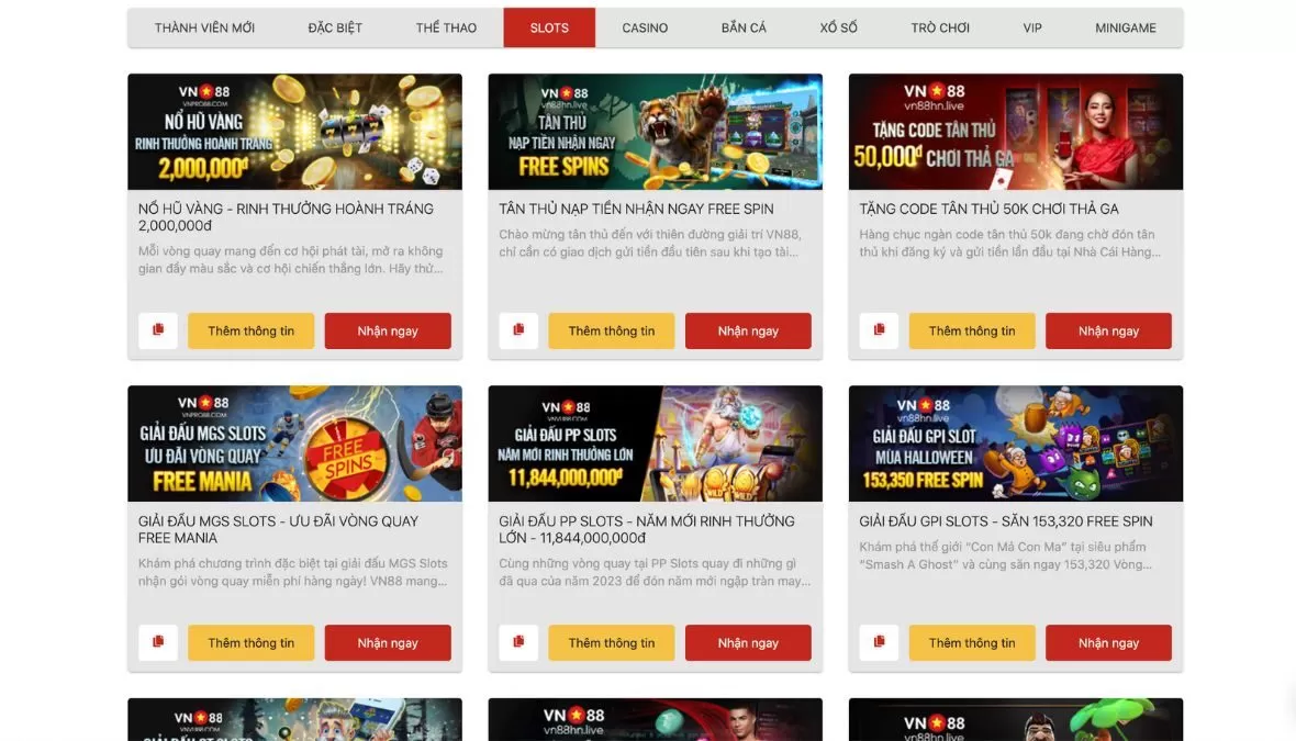 Hướng dẫn chi tiết cách nhận ưu đãi tại sảnh slots VN88